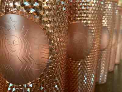 Starbucks Rose Gold Tumbler 2019 | Radiant Jeweled Iridescent | 24oz - Sold on eBay Dec, 10th 2019 for $60.00