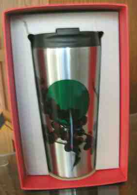 STARBUCKS TUMBLER GREEN DOT 2014 STAINLESS STEEL ***NEW RED BERRIES w BOX 16 OZ. - Sold on eBay Dec, 10th 2019 for $27.00