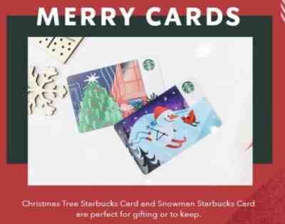 ( Lot Of 2 )Starbucks Singapore Merry Christmas Tree Snowman Gift Cards 2019 - Sold on eBay Dec, 10th 2019 for $18.90