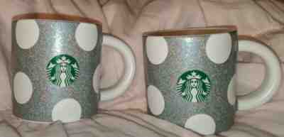 *NEW* SALE* Set of 2* Starbucks Espresso White Dot Silver Glitter!! - Sold on eBay Dec, 10th 2019 for $29.99