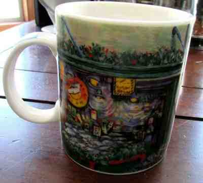 Starbucks Coffee Mug Cafe Seattle Pike Place Market Artist Rendition 14 oz - Sold on eBay Dec, 10th 2019 for $20.00