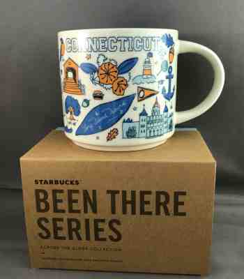 STARBUCKS 2019 CONNECTICUT BEEN THERE SERIES 14 OZ BLUE & WHITE COFFEE MUG NIB - Sold on eBay Dec, 10th 2019 for $24.99