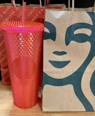NEW Starbucks Christmas Holiday 2019 Hot Pink Studded Tumbler Metallic Cup - Sold on eBay Dec, 9th 2019 for $31.97