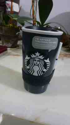 2016 Starbucks Black Writable siren mermaid 12 oz. Ceramic Cup Tumbler