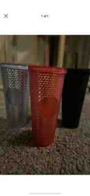 3 Starbucks Holiday 2019 Venti Studded Tumblers Rare Black+ Silver + Neon Pink - Sold on eBay Dec, 9th 2019 for $99.00