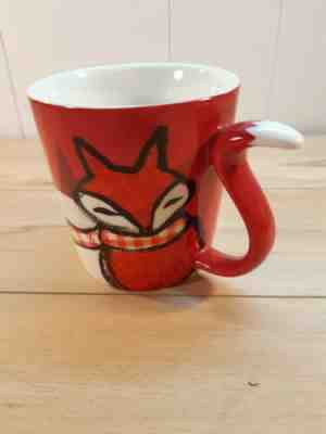 STARBUCKS Red Fox Mug 2016 Coffee Cup Red Scarf Tail Handle 12 oz - Sold on eBay Dec, 9th 2019 for $25.00