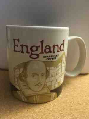 Starbucks 2014 ENGLAND 16 oz William Shakespeare Coffee Mug Cup UK Globe Cliffs - Sold on eBay Dec, 9th 2019 for $24.99