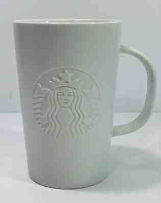 Starbucks 2014 White Embossed Siren Mermaid Coffee / Tea Mug - Matte White 12oz  - Sold on eBay Dec, 9th 2019 for $15.95