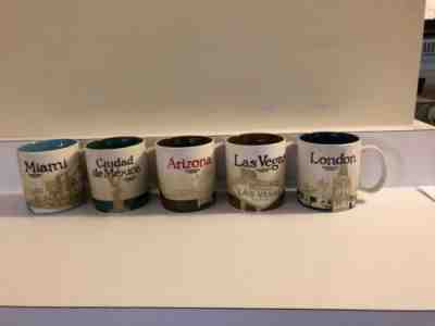 Starbucks 2009 Collector Series Mugs. Miami, London, Arizona, Las Vegas, Mexico - Sold on eBay Dec, 9th 2019 for $45.00
