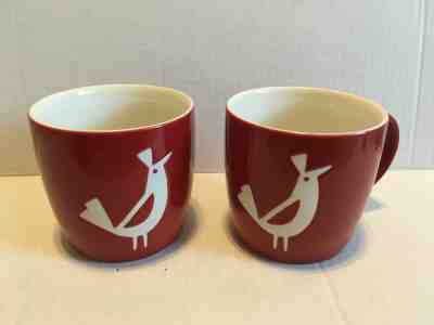 2 Starbucks Red Coffee Mug Partridge Bird 2011 - Sold on eBay Dec, 9th 2019 for $19.99