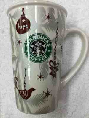 Starbucks Christmas Peace Mug reusable Ceramic To Go Cup with handle Logo 19fl - Sold on eBay Dec, 9th 2019 for $22.95