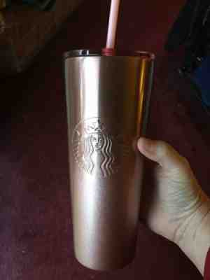 2019 Starbucks Rose Gold Glitter Stainless Steel Cold Cup Tumbler 24oz Venti  - Sold on eBay Dec, 9th 2019 for $31.00