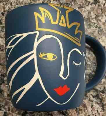 Starbucks 2016 Matte Blue Coffee Mug Cup Winking Mermaid Siren Gold Crown Etched - Sold on eBay Dec, 9th 2019 for $20.95