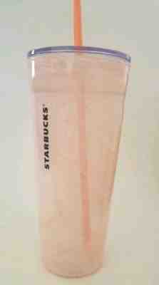 STARBUCKS VENTI 20oz PINK SWIRL DOUBLE WALL GLASS TUMBLER W/LID 2017  - Sold on eBay Dec, 9th 2019 for $75.00