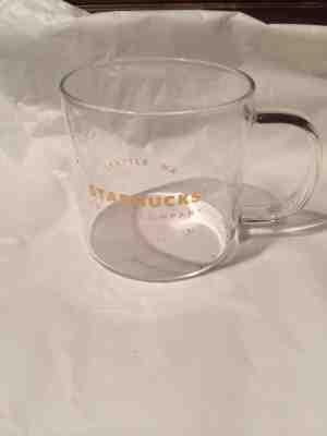 Starbucks 2015 CLEAR GLASS Gold Lettering 18oz 532 ml Coffee Mug Cup  - Sold on eBay Dec, 9th 2019 for $20.50