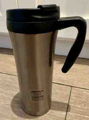 NEW STARBUCKS MUG TRAVEL INSULATED CUP SILVER BLACK HANDLE LID - Sold on eBay Dec, 9th 2019 for $30.00