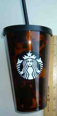 STARBUCKS 2019 16 OZ COLD CUP TUMBLER TORTOISE SHELL W/ STRAW #011094947 - Sold on eBay Dec, 9th 2019 for $15.99