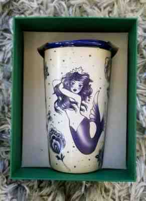 Rare STARBUCKS 2015 Tattoo Mermaid Siren Ceramic Travel Mug Tumbler 12 OZ BLUE - Sold on eBay Dec, 9th 2019 for $55.77
