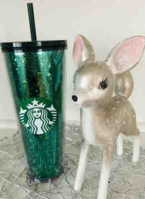 Starbucks 2019 Holiday Green Glitter Straw Cup Travel Tumbler Cold 24 oz NEW - Sold on eBay Dec, 9th 2019 for $18.00