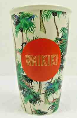 NIB Starbucks Hawaii Waikiki Double Wall Ceramic Travel Tumbler Mug Palm Trees - Sold on eBay Dec, 9th 2019 for $45.97