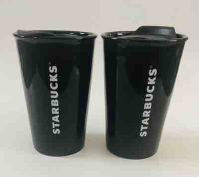 2 New Starbucks Ceramic Tumbler Travel Mug With Lid 8 oz Black New - Sold on eBay Dec, 9th 2019 for $37.95
