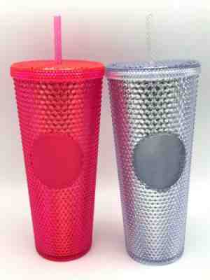 2 Starbucks Holiday 2019 Venti Studded Tumblers Cups Platinum Neon Pink IN HAND? - Sold on eBay Dec, 8th 2019 for $55.98