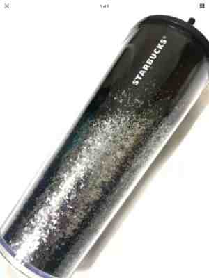 New Starbucks 2019 Holiday Edition BLACK SILVER Cascading Glitter Tumbler 24 oz - Sold on eBay Dec, 8th 2019 for $30.00