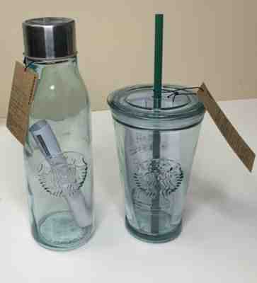 Starbucks Recyled Glass Water Bottle And Cold Cup Set - Sold on eBay Dec, 8th 2019 for $47.99