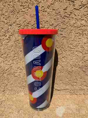 Starbucks Colorado Flag 24 oz Cold Cup with straw - Sold on eBay Dec, 8th 2019 for $28.09