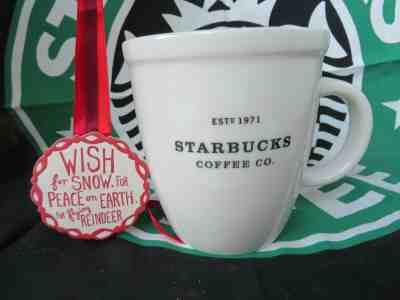 STARBUCKS Coffee CO ? WHITE Black Logo Barista ABBEY LARGE 18oz Mug Cup 2009  - Sold on eBay Dec, 8th 2019 for $33.33