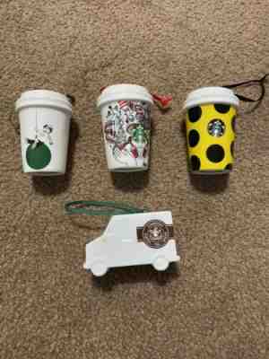 Starbucks Christmas Ornaments X 4 - Sold on eBay Dec, 8th 2019 for $22.60