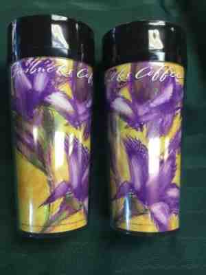 2- Starbucks 1997 Vintage Travel Tumbler Commuter Mug Purple Flowers 16 oz NOS - Sold on eBay Dec, 8th 2019 for $24.95