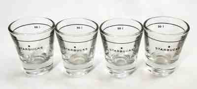 Set 4 Starbucks Coffee 2006 Clear Espresso 1 Oz Shot Glasses w/ Black Star Logo