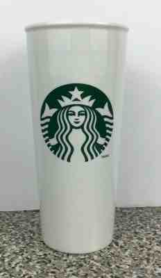 Starbucks Coffee Ceramic Travel Cup Tumbler 16 oz 2014 White Green Siren Logo - Sold on eBay Dec, 7th 2019 for $21.95