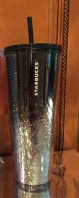 NEW Starbucks XMAS Holiday 2019 Venti Tumbler BLACK/SILVER Cascading Snow 24oz - Sold on eBay Dec, 7th 2019 for $29.00
