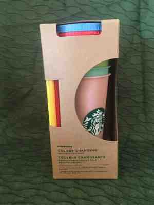 Starbucks Reusable COLOR CHANGING Cold Cup Collection Pack Of 5 Lids Straws 24oz - Sold on eBay Dec, 7th 2019 for $70.00