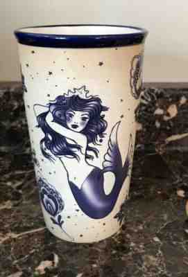 Starbucks 2016 Sailor Tattoo Mermaid Ceramic Tumbler 12oz blue travel mug No Lid - Sold on eBay Dec, 7th 2019 for $38.00