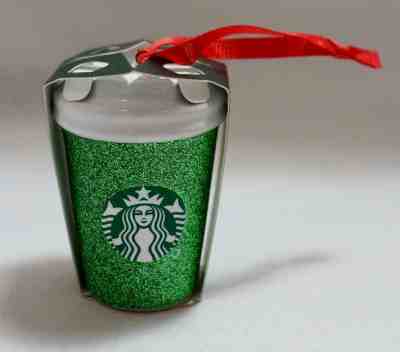 2019 Starbucks Green Glitter Coffee Cup Christmas Tree Ornament Stocking Stuffer - Sold on eBay Dec, 7th 2019 for $17.88