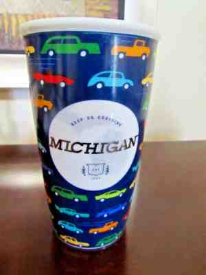 Rare 2016 STARBUCKS DETROIT MICHIGAN Multi- Car Design Ceramic Travel Mug- NEW! - Sold on eBay Dec, 7th 2019 for $49.99