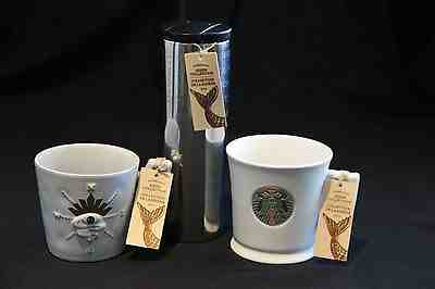New Starbucks 2014 Siren Collection Lot of 3 Coffee Mugs Travel Mug Eye Bronze - Sold on eBay Dec, 7th 2019 for $86.39
