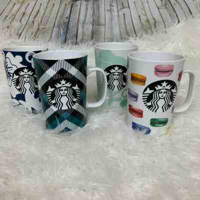 Starbucks Special Edition 4 Mug Set Plaid Macaroon Hawaii 16 oz Tall  - Sold on eBay Dec, 7th 2019 for $37.19