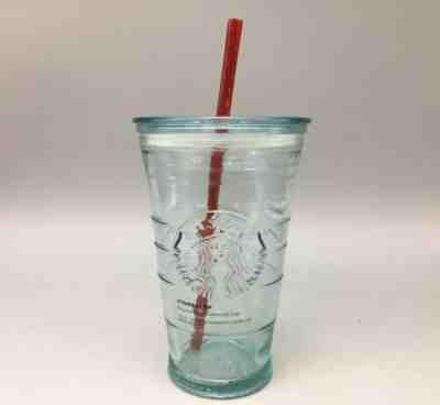 STARBUCKS Recycled Glass Tumbler 16 Oz Cup Lid Green Cold To Go Grande Spain New - Sold on eBay Dec, 7th 2019 for $33.33