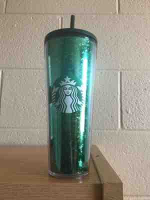 Starbucks 2019 Holiday Green Glitter Straw Cup Travel Tumbler Cold 24 oz NEW - Sold on eBay Dec, 7th 2019 for $18.00