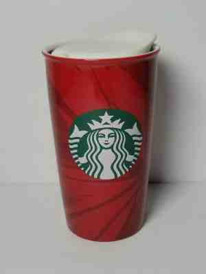 Starbucks Red Christmas Ceramic Coffee Tumbler with Lid 12 oz 2014 Cup Mug - Sold on eBay Dec, 7th 2019 for $21.99