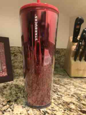 NEW Winter Holiday Starbucks 2019 Venti Bling Red Glitter Cold Cup Tumbler - Sold on eBay Dec, 7th 2019 for $25.00