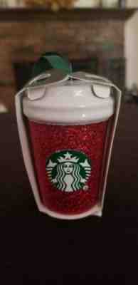 NEW 2019 Starbucks Christmas Holiday CERAMIC Red Glitter ornaments  - Sold on eBay Dec, 7th 2019 for $20.00