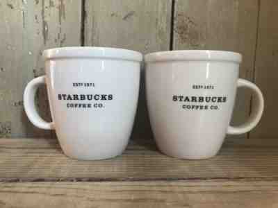 Lot of 2 Starbucks Coffee Est 1971 White Barista Jumbo Mugs Cups 2001 Siren Logo - Sold on eBay Dec, 7th 2019 for $24.50
