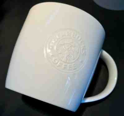 1 STARBUCKS WHITE with LOGO, ETCHED SIREN COFFEE MUG NEW BONE CHINA 2009 - Sold on eBay Dec, 6th 2019 for $24.99