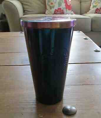 '16 STARBUCKS Iridescent Purple/Blue Stainless Steel 16oz Cold Cup Tumbler (XS93 - Sold on eBay Dec, 6th 2019 for $17.95
