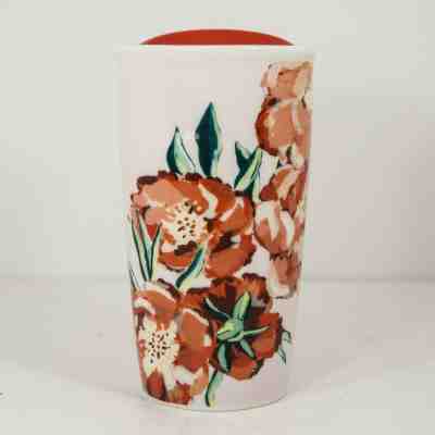 Starbucks Ceramic Travel Mug Flowers Floral Red Lid 10 oz Cup Tumbler 2015 - Sold on eBay Dec, 6th 2019 for $19.99